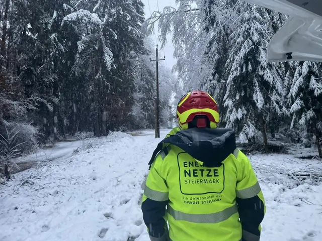 Über 20.000 Haushalte sind am Freitagnachmittag aufgrund des Schneefalls und der damit verbundenen Schäden an der Infrastruktur ohne Strom.  | Foto: Energie Steiermark