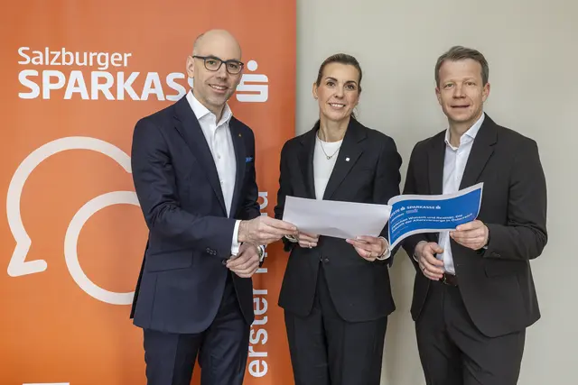 Claus Graggaber, Landesdirektor der Salzburger Sparkasse, Sonja Brandtmayer, Generaldirektor-Stellvertreterin der Wiener Städtischen und Paul Eiselsberg, für die Studie zuständig. | Foto: Wildbild/Herbert Rohrer