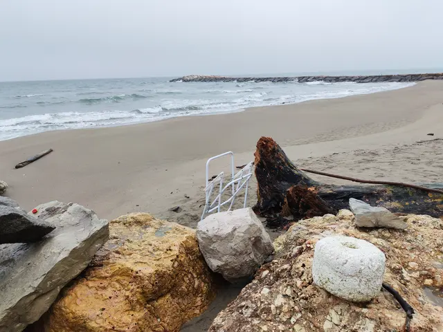 Plastiknetz für den Muscheln Transport am Strand