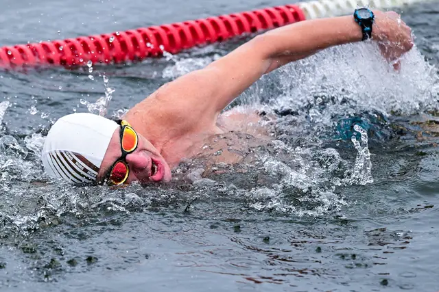 Die Eisschwimmer kämpften im 3,5 Grad kalten Wasser des Hallstättersees um die Titel. | Foto: Wolfgang Spitzbart