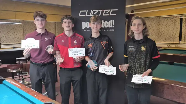 Das Stockerl des 1. Jugend GP v.l.n.r. Raphael Biasio (SBC Inzing), Yannik Putzer (BC Saustall Fieberbrunn), Valerian Zachhuber (PBC ASKÖ Linz) und Michael Wöginger (PBC Andorf) | Foto: BC Saustall Fieberbrunn