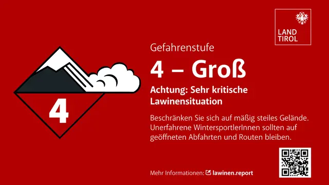 Sicherheit geht vor! Warnungen ernst nehmen. Gegen 13:30 Uhr wird durch einen AT-Alert nochmals auf die Gefahren hingewiesen. | Foto: Land Tirol
