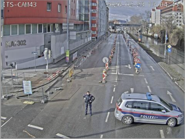 Absperrung in der Leopoldstadt beim Handelskai. | Foto: Screenshot Stadt Wien