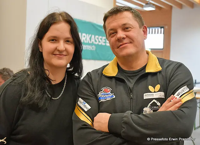 Zwei Spitzen Tischtennisspieler aus St.Oswald/Fr. Michelle Kases mit Vater Rene