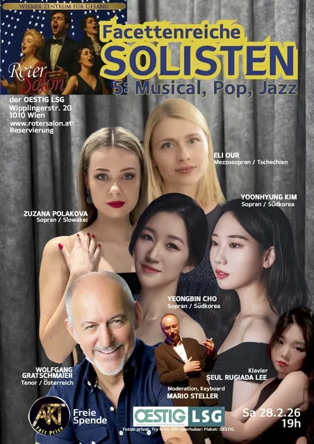 Das Wiener Zentrum für Gesang präsentiert klassisch ausgebildete Solisten, die diesmal Musical, Jazz und Pop interpretieren.  | Foto: © Fotos: Try it on, Elfi Oberhuber, privat; Plakat: OESTIG