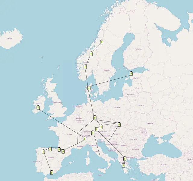 Neue Speicher der PCI -Liste ergänzen das Potenzial im europäischen Netz. | Foto: https://ec.europa.eu/energy/infrastructure/transparency_platform/map-viewer/main.html, adaptiert von TIWAG