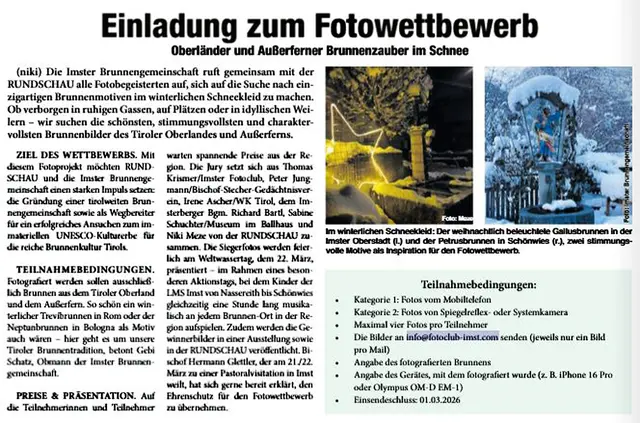 Hier findet ihr die Teilnahmebedingungen und das Ziel des Fotowettbewerbs und die Einsendeadresse per Mail an den Fotoklub Innsbruck. Einsendeschluss = 01.03.26! | Foto: Rundschau