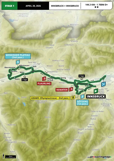 Etappe 1 Tour of the Alps 2026 | Foto: ToA