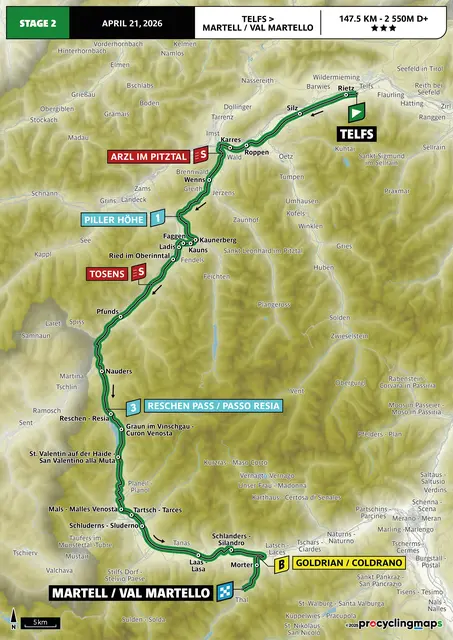 Etappe 2 Tour of the Alps 2026 | Foto: ToA