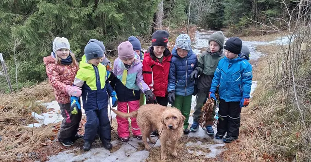 Kürzlich begaben sich die Kinder der Volksschule Liebenau auf Spurensuche im Schnee – und das mit Jagdhund. | Foto: VS Liebenau