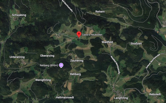 Gassis Heuboden befindet sich in Freudenthal, knapp an der Gemeindegrenze zu Weitersfelden. | Foto: Google Maps