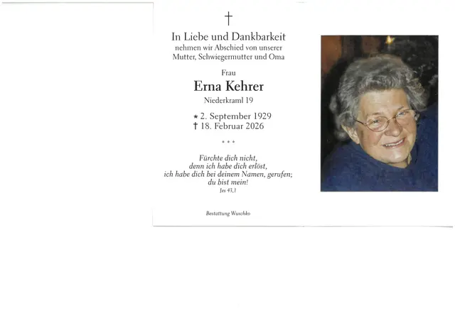 Erna Kehrer, 96 Jahre | Foto: zVg