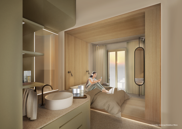 Ein virtueller Blick hinein in die Zimmer. | Foto: Rendering: Derenko Innenarchitektur Wien