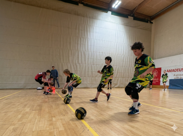 Der "Opening Rush" - die U15 erobert den wichtigen mittleren Ball und startet so mit 3 Bällen. | Foto: Tyrol Turtles