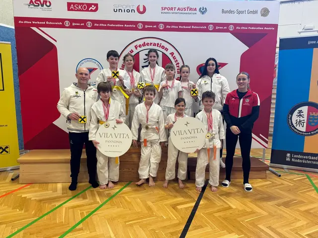 Die Nachwuchssportler des Jiu Jitsu Club „Vila Vita Pannonia“ Wallern bei den Österreichischen Neulingsmeisterschaften in Kottingbrunn mit zahlreichen Podestplätzen im Fighting- und Duo-Bewerb. | Foto: Jiu Jitsu Club „Vila Vita Pannonia“ Wallern