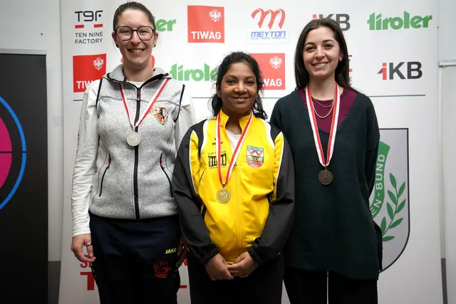 Amita Entner (Mitte - SG Wörgl) holte bei den Luftgewehr-Landesmeisterschaften in Innsbruck Stehend Aufgelegt in der Frauenwertung die Goldmedaille. | Foto: Christian Kramer / TLSB