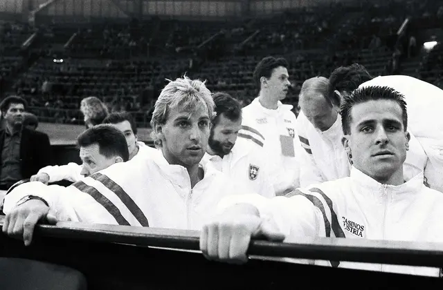 30.03.1990: Alexander Antonitsch (vorne) und Thomas Muster beim Davis Cup | Foto: GEPA pictures