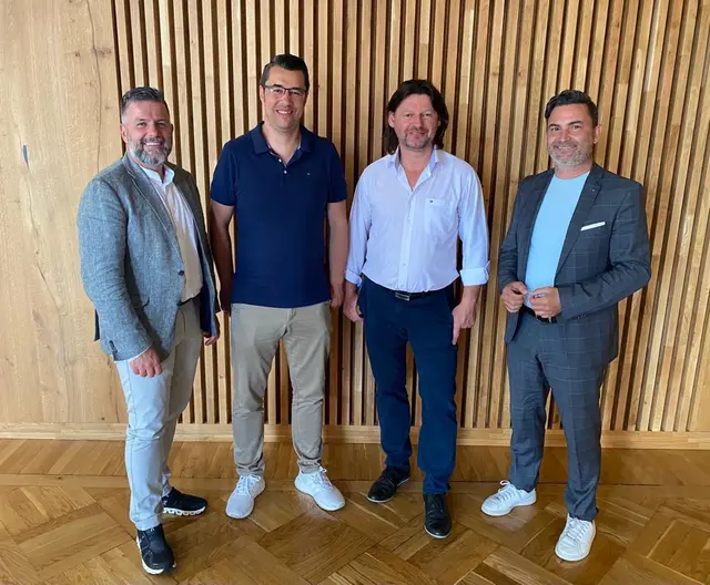 Das Team des Wasserverbands Völkermarkt-Jaunfeld: Obmann Wolfgang Tischler, Betriebsleiter Achim Streicher, Geschäftsführer Paul Komar und Obmann-Stellvertreter Markus Lakounigg (von links) | Foto: Privat
