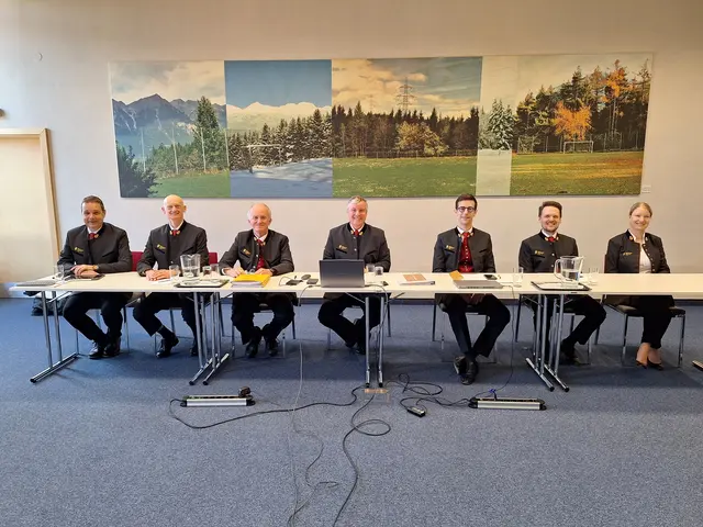 v. l. n. r. Johannes Nemmert (Landesobmann-Stv.), Siegfried Ingruber (Landesstabführer), Markus Schlenck (Landesfinanzreferent-Stv.), Peter Spanblöchl (Landesobmann), Andreas Waldner (Landeskapellmeister), Hannes Tipelius (Landesjugendreferent), Theresa Schapfl (Landeskapellmeister-Stv.in) | Foto: BVT