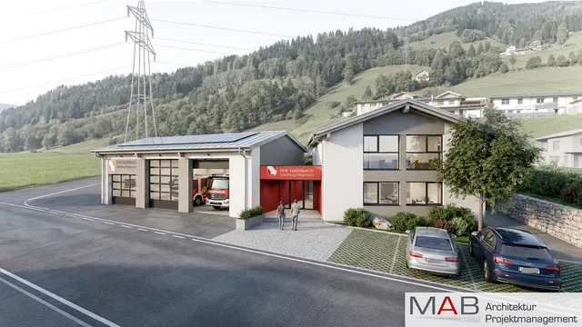 Im Taxenbacher Ortsteil Högmoos ist ein neues Feuerwehrhaus – zu sehen ist eine Visualisierung (Anm. d. Red.: Autokennzeichenschwärzung durch die MeinBezirk-Redaktion) – geplant. | Foto: MAB Architektur Projektmanagement GmbH