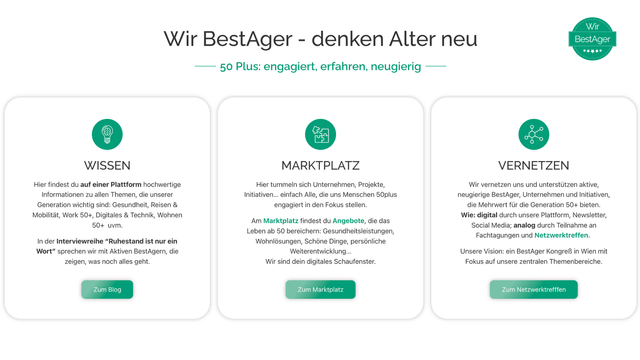 Bei Wir BestAger wird vor allem auf einen Blog, einen Marktplatz und diverse Netzwerkstreffen gesetzt. | Foto: Wir BestAger