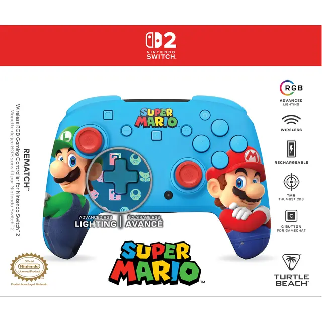 Am 30. März 2026 kommen der Mario &amp; Luigi Rematch Wireless RGB Gaming Controller und das Mario Star Airlite Fit Wired Gaming Headset in den Handel. | Foto: Turtle Beach