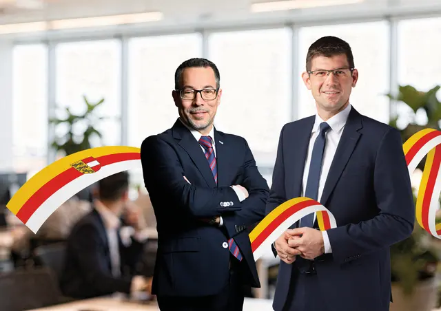 Clubobmann Markus Mall und Landeshauptmann-Stv. Martin Gruber starten unter dem Motto "Mutig an der Zukunft bauen".  | Foto: ÖVP-Club/Helge Bauer, Büro Gruber (Fotomontage)