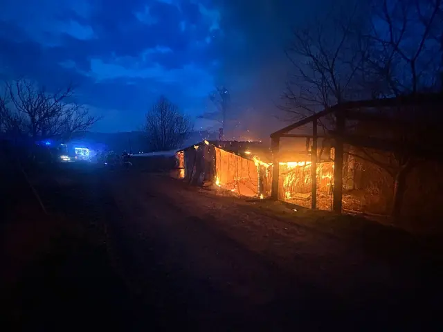 Eine Vogelvoliere stand in Trautmannsdorf in der Gemeinde Bad Gleichenberg in Vollbrand. | Foto: Philipp Rauch, PI Bad Gleichenberg, und HLM d. V. Karl Lenz