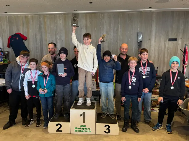 Siegerehrung Volksschulkinder bei den Mariapfarrer Ski-Ortsmeisterschaften 2026. | Foto: USC Mariapfarr-Weißpriach-Göriach / Manuel Griessner