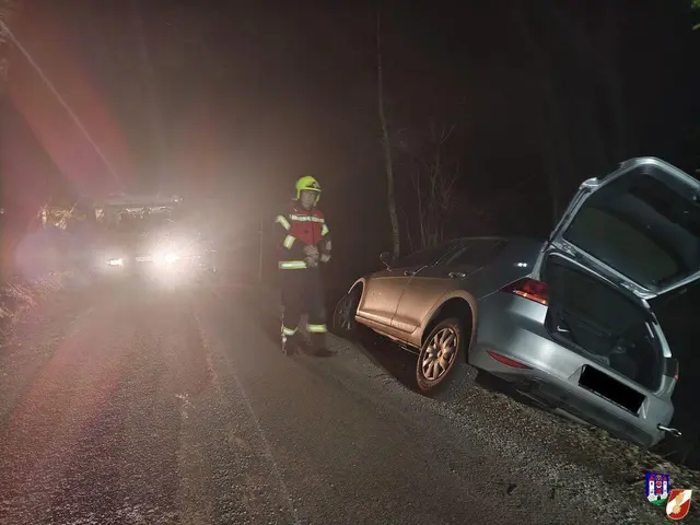Die FF Haslach brachte das Auto zurück auf die Straße. | Foto: FF Haslach