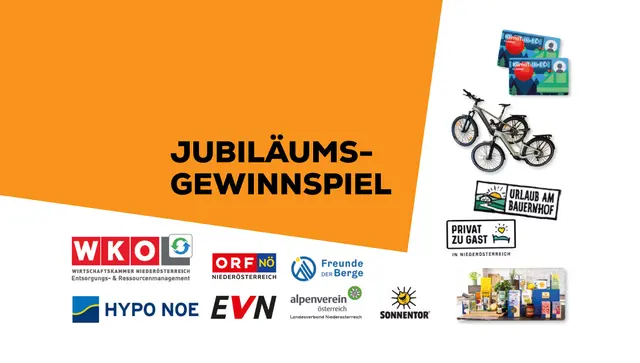 Beim Jubiläumsgewinnspiel werden unter allen Teilnehmenden tolle Preise verlost – darunter E-Bikes, zwei Klimatickets Österreich, Skikarten oder ein Produktvorrat von SONNENTOR.