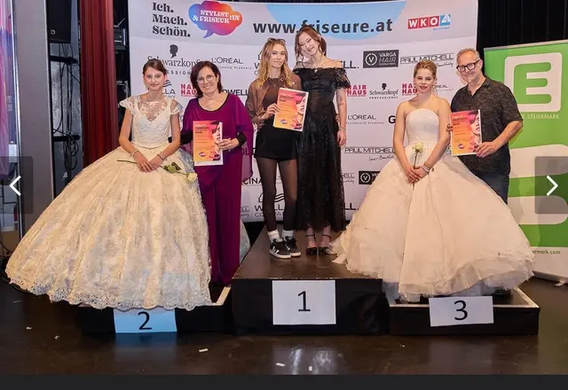 Für die beste Frisur, das perfekte Make-up und die passende Brautgarderobe gab es in Gleisdorf Punkte. Walter Kollmann (rechts) holte sich gleich dreimal Platz 3. | Foto: Privat