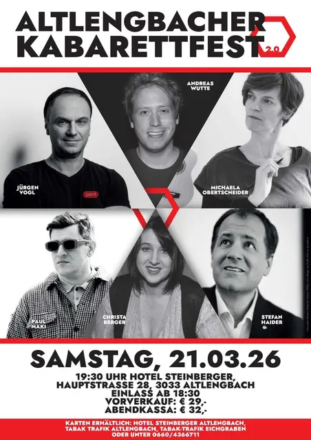 Ein abwechslungsreicher Kabarettabend wartet am 21. März im "Hotel Steinberger" | Foto: Maex Melone (Design)
