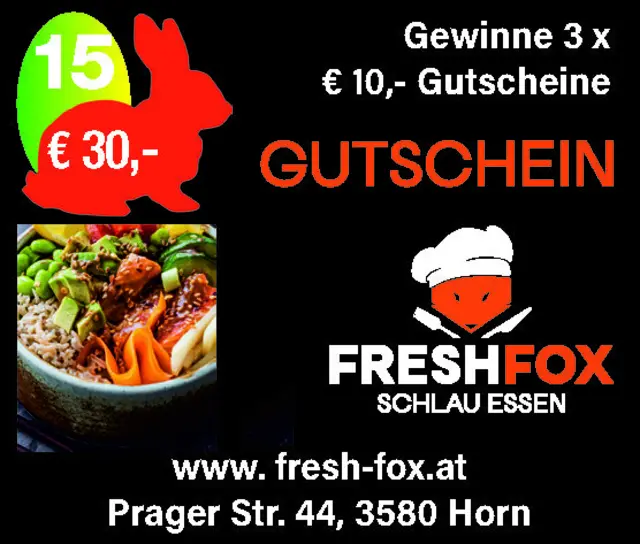 Gewählten Gewinn (Zahl), entweder mit dem Gewinnkupon der Printausgabe vom 18./19.03. oder per Mail an horn@meinbezirk.at senden.