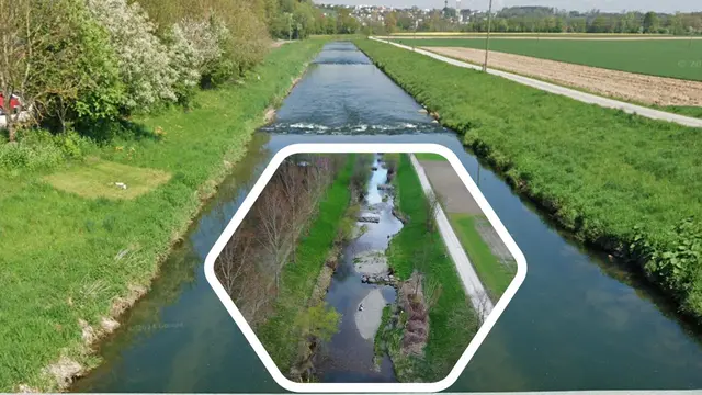 Die Krems wird auf 4,2 km Länge und 18 ha Fläche renaturiert. Die Arbeiten sollen bis Ende 2027 abgeschlossen sein. | Foto: Grafik Gemeinde Kematen