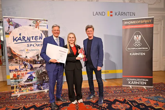 Elina Stary (mit Guide Stefan Winter) konnte sich Silber im Slalom und zweimal Bronze im Riesentorlauf und Kombi holen.  | Foto: LPD Kärnten/Helge Bauer