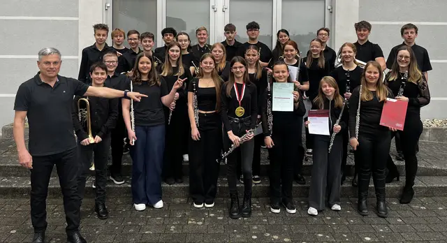 Gold für die Jungmusiker der Musikmittelschule Schärding bei der Konzertwertung am 15. März 2026 in Riedau. | Foto: MMS Schärding