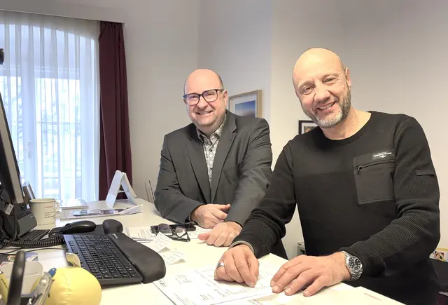 Der Obmann der WKNÖ Außenstelle Klosterneuburg Markus Fuchs und Außenstellenleiter Friedrich Oelschlägel luden kürzlich zum „Erfolgsfrühstück“ WKNÖ-Außenstelle Klosterneuburg. | Foto: MeinBezirk/Seebacher