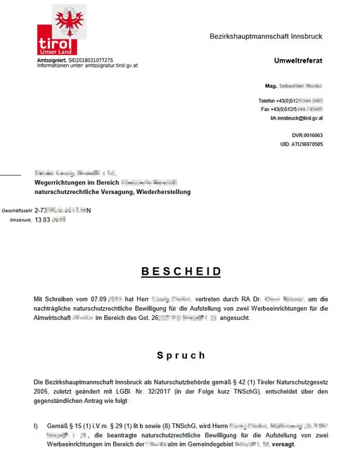 Kontrolle von Bescheiden der BH Innsbruck | Foto: TBW Est. Stubai