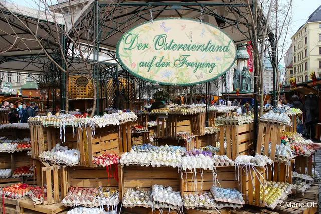 In der Mitte des Ostermarktes befindet sich ein Berg aus verschiedensten Ostereiern. | Foto: Marie Ott