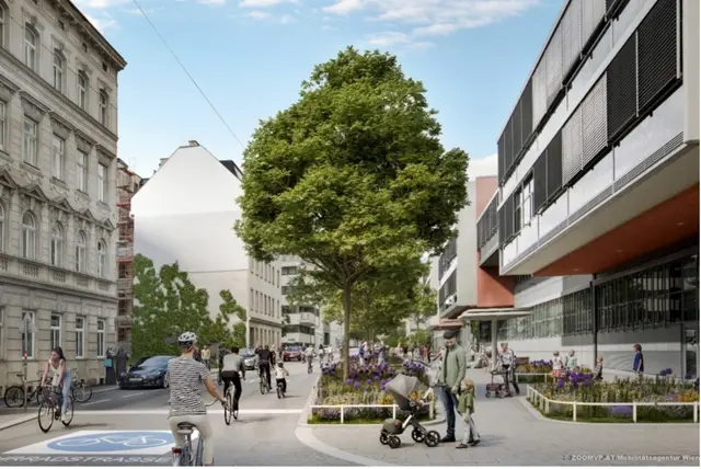 Die Geblergasse wird schon bald als Teil des Radhighways über größere Gehsteige verfügen.  | Foto: Zoomvp.at/Mobilitätsagentur Wien