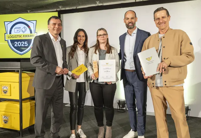 Peter Umundum, Generaldirektor-Stellvertreter, Vorstand für Paket &amp; Logistik, Österreichische Post, Karina Toth, Sport- und TV-Moderatorin, Simone Reitbauer, Standortleitung Playing, Zustellbasis Landl, Matthias Hofmann, Geschäftsfeldleiter Distribution, Österreichische Post, Alex Antonitsch, Ex-Tennisprofi und Motivationsredner. | Foto: Österreichische Post