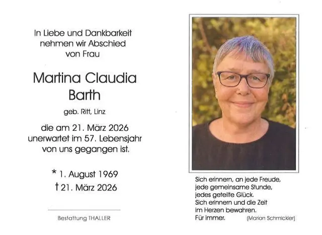 Martina Claudia Barth, 56 Jahre | Foto: Bestattung Thaller