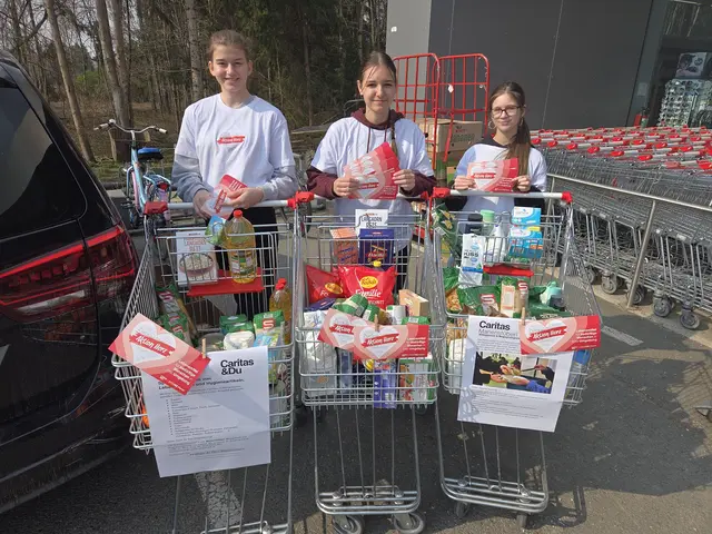Der Bitte um haltbare Lebensmittel und Hygieneartikel kamen die Kunden gerne nach. Korb um Korb füllte sich mit Waren, die dem Marienstüberl für bedürftige Menschen übergeben wurden.  | Foto: privat