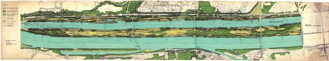 Ein Vorentwurf für Ausführungsplanung für den Nordteil der Donauinsel, 1976, Gottfried Hansjakob. | Foto: Archiv Österreichischer Landschaftsarchitektur an der BOKU University