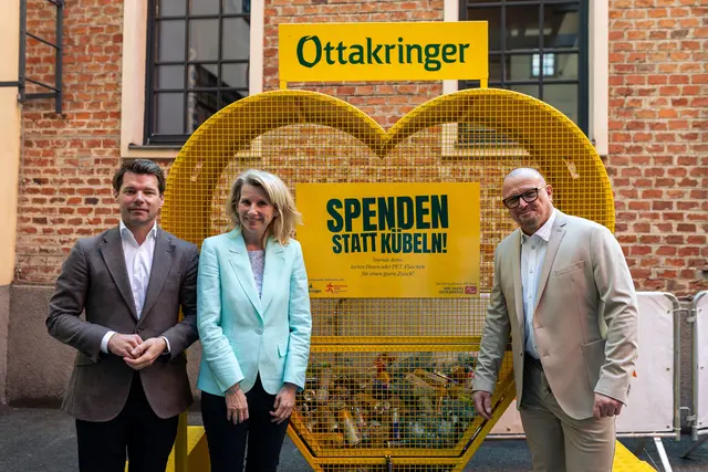 v. l.: Florian Hochebner (Geschäftsführer Ottakringer Brauerei), Alexandra Gruber (Geschäftsführerin Die Tafel Österreich) und Gerhard Wehr (Geschäftsführer Wien Energie Business Run) | Foto: Fabian Orner