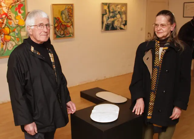 Peter Paszkiewicz und Ermina Sperlhofer  bei der Ausstellungseröffnung in Oberschützen. | Foto: Peter Seper