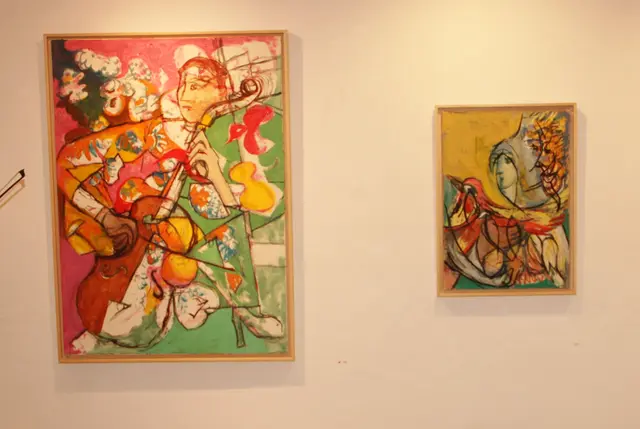 Johann Sperlhofers Bilder sind vom Thema Musik durchzogen - man spürt förmlich die Bewegung. | Foto: Peter Seper