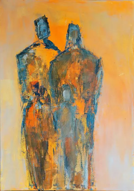 Kunstwerk der Künstlerin Vesna Divkoviv, geboren in Bosnien-Herzegowina, wohnhaft in Mittersill (Bundesland Salzburg) mit dem Titel "Familie". | Foto: Vesna Divkovic