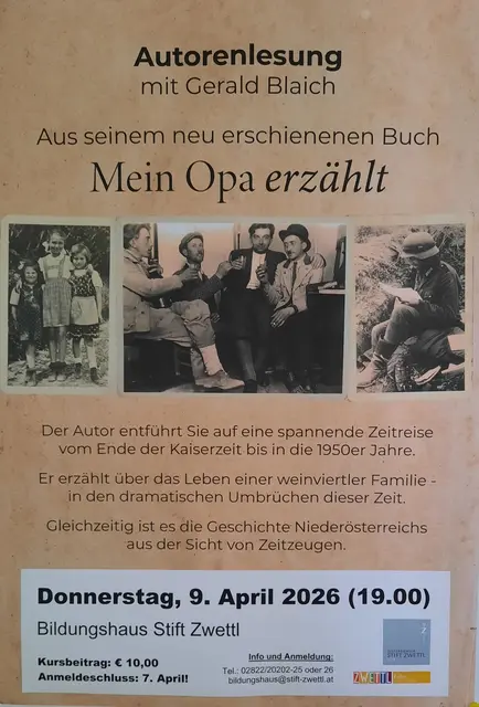 Autorenlesung mit Gerald Blaich in Stift Zwettl